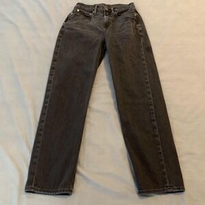 American Eagle Jeans Womens 2 Black High Rise Straight Leg Distressed Denim